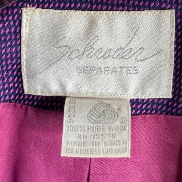 Vintage 70s-80s Schrader Separates Wool Skirt Suit Pink & Purple Est. M - Picture 13 of 16